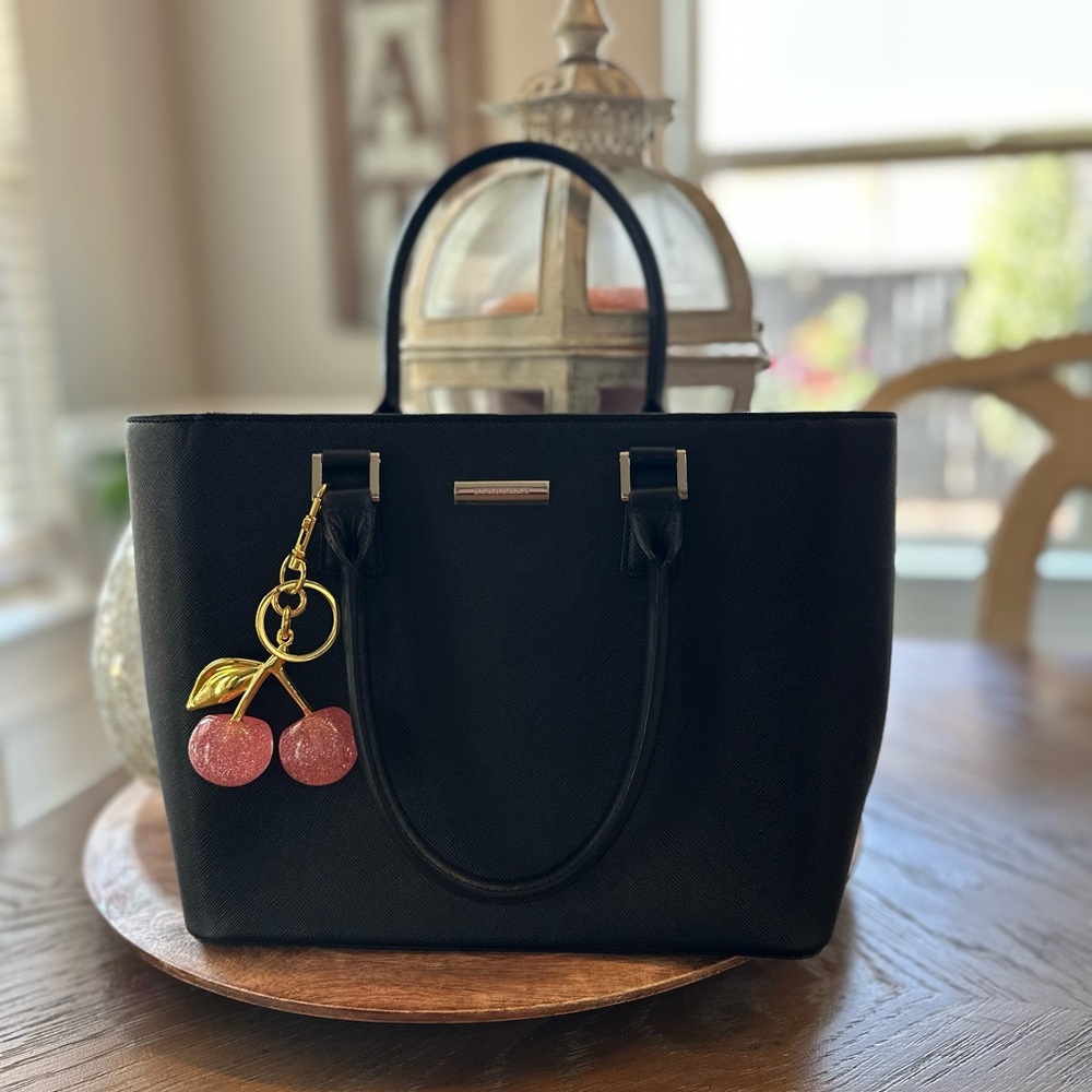 Burberry saffiano leather tote bag with a Cherry Charm